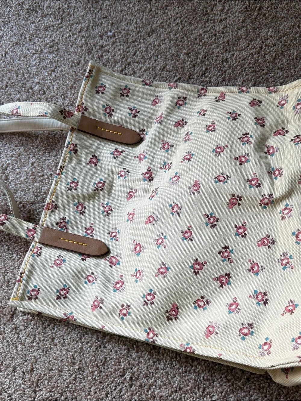 Coach Cream Canvas Tote with Pink Floral Print